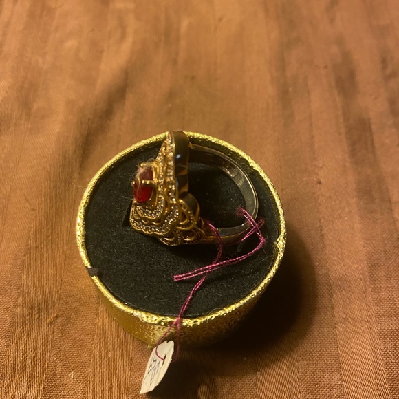 Nice Sterling and yellow gold bronze with a Ruby and white topaz - Picture 4 of 7